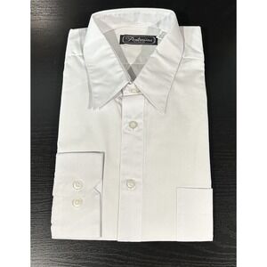 Mens Whtie Button‎ Down Shirt Size 16 Long sleeve Office Work Career Pontresina